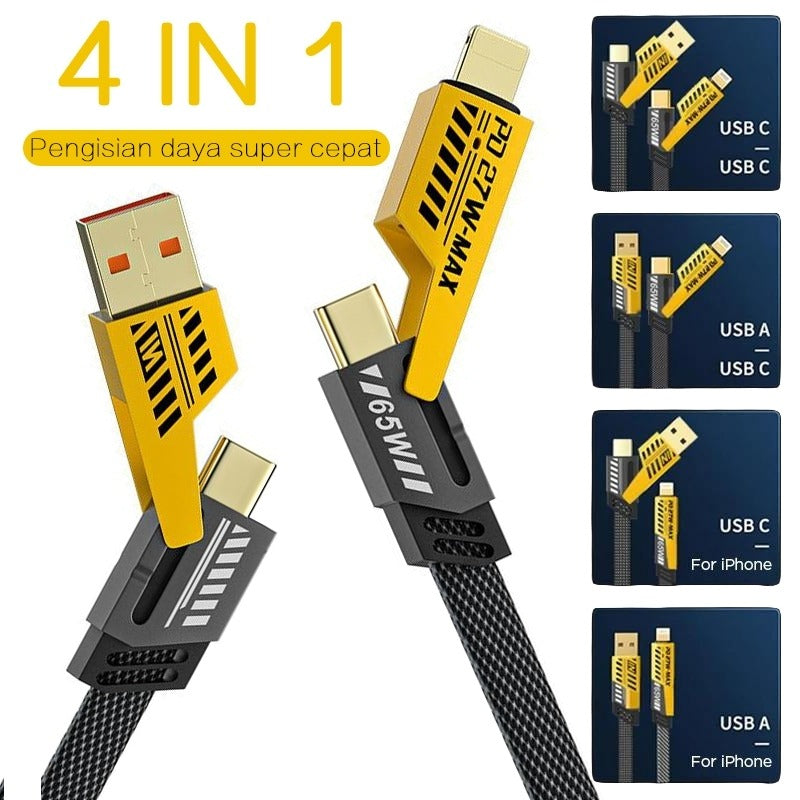 CABLE CARGA RAPIDA 65W 3.0 4 EN 1 TIPO C USB IPHONE