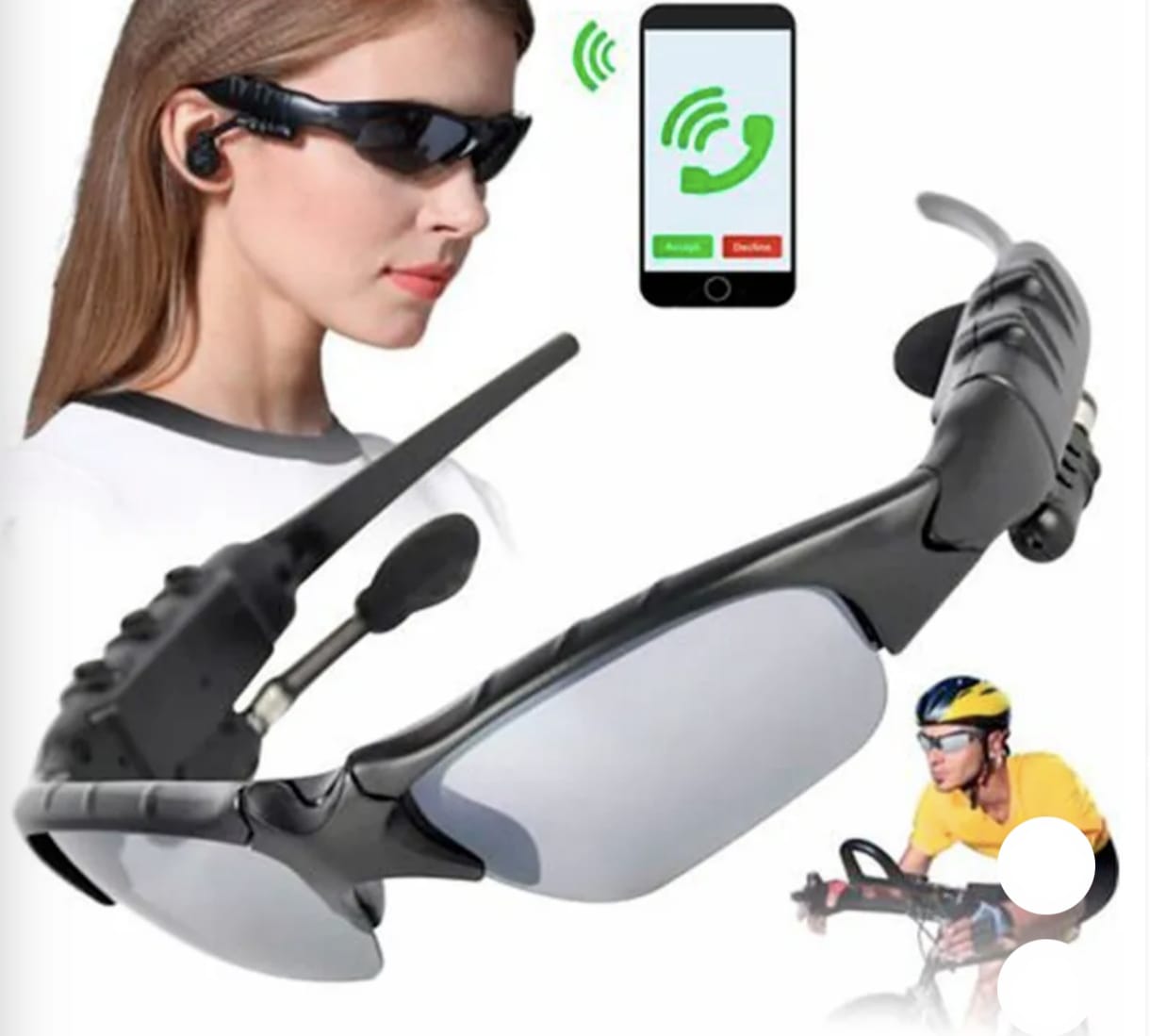 Gafas Lentes de Sol con Bluetooth y Audifonos Incorporados Protección UV Viendo Deportes