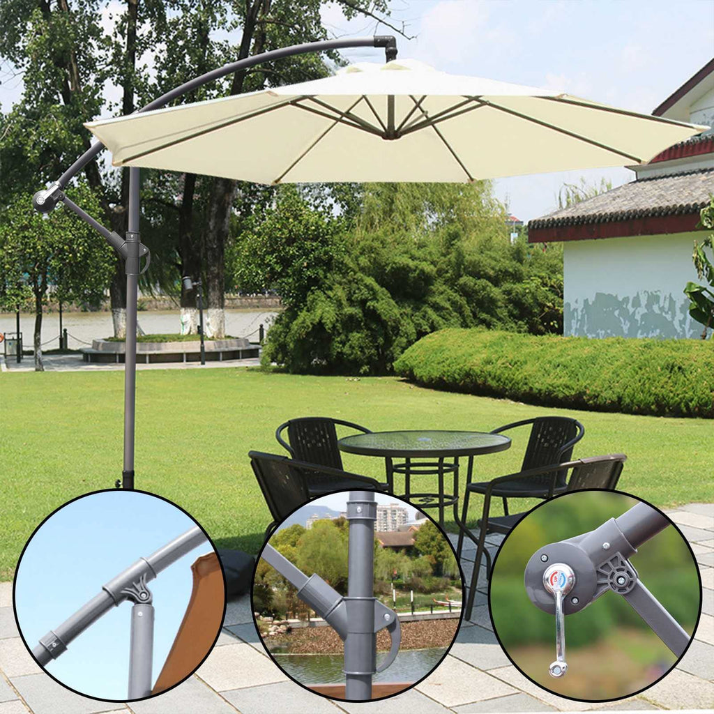 Sombrilla/Parasol Beige plegable Protección Uv jardín patio sol playa terraza restaurant piscina