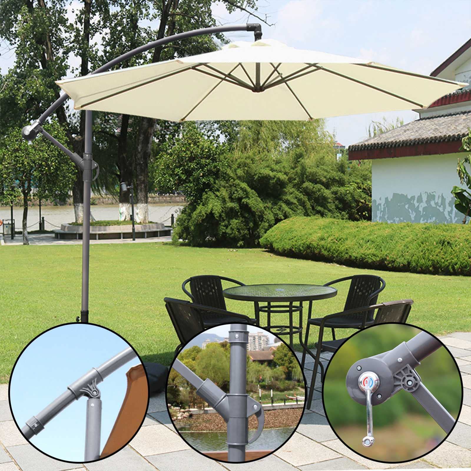 Sombrilla/Parasol Beige plegable Protección Uv jardín patio sol playa terraza restaurant piscina