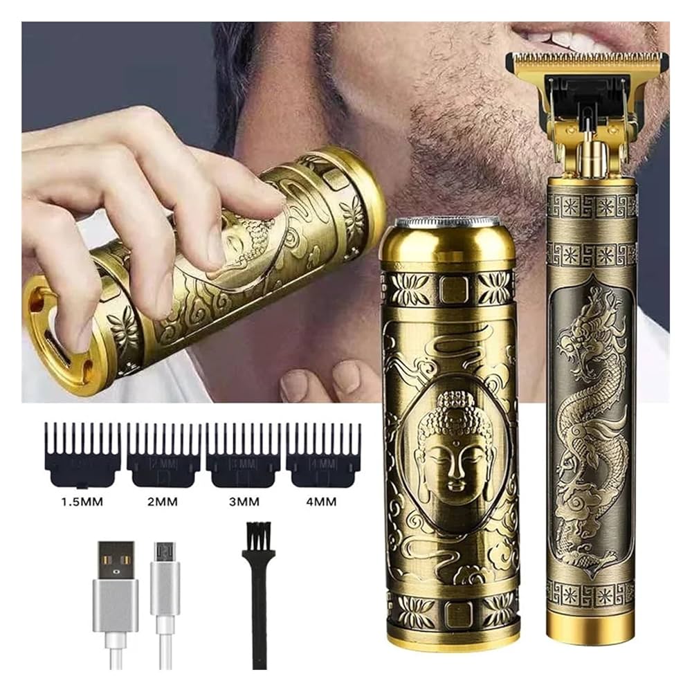 Kit Afeitadora y Patillera 2en1 Recargable USB  Barba Cabello Bello Nariz Piel Corte