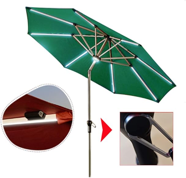 Sombrilla/Parasol Solar luz LED plegable Protección Uv jardín sol playa terraza restaurant Verde