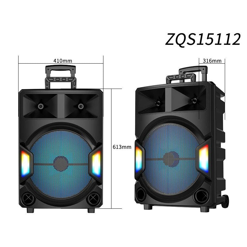 Parlante Altavoz Recargable 3000w Portable con 2 micrófonos Control Remoto Luces RGB Fiesta Musica