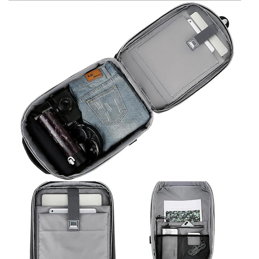 Mochila para laptop portátil de negocios para hombre, impermeable, con carga USB antirobo.