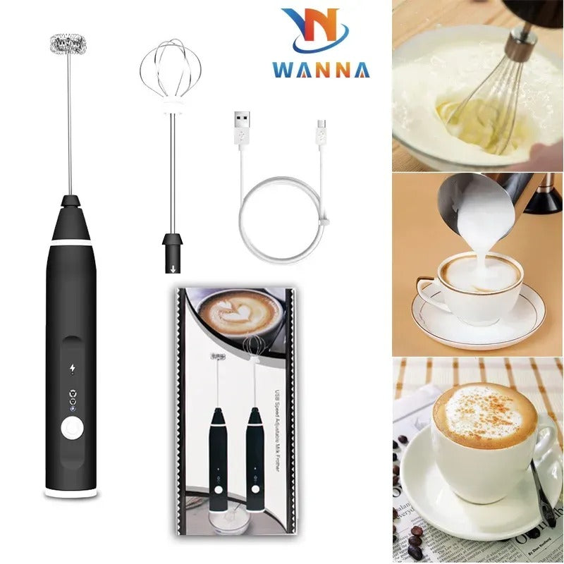 BATIDOR/ESPUMADOR MANUAL RECARGABLE USB MULTIFUNCIONAL+ACCESORIOS CAFE LECHE CREMA HUEVOS CHOCOLAT