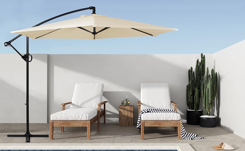 Sombrilla/Parasol Beige plegable Protección Uv jardín patio sol playa terraza restaurant piscina
