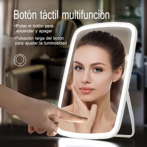 Nuevo Espejo Con Luz Led Para Maquillaje Portátil Recargables Mano Portátil Belleza