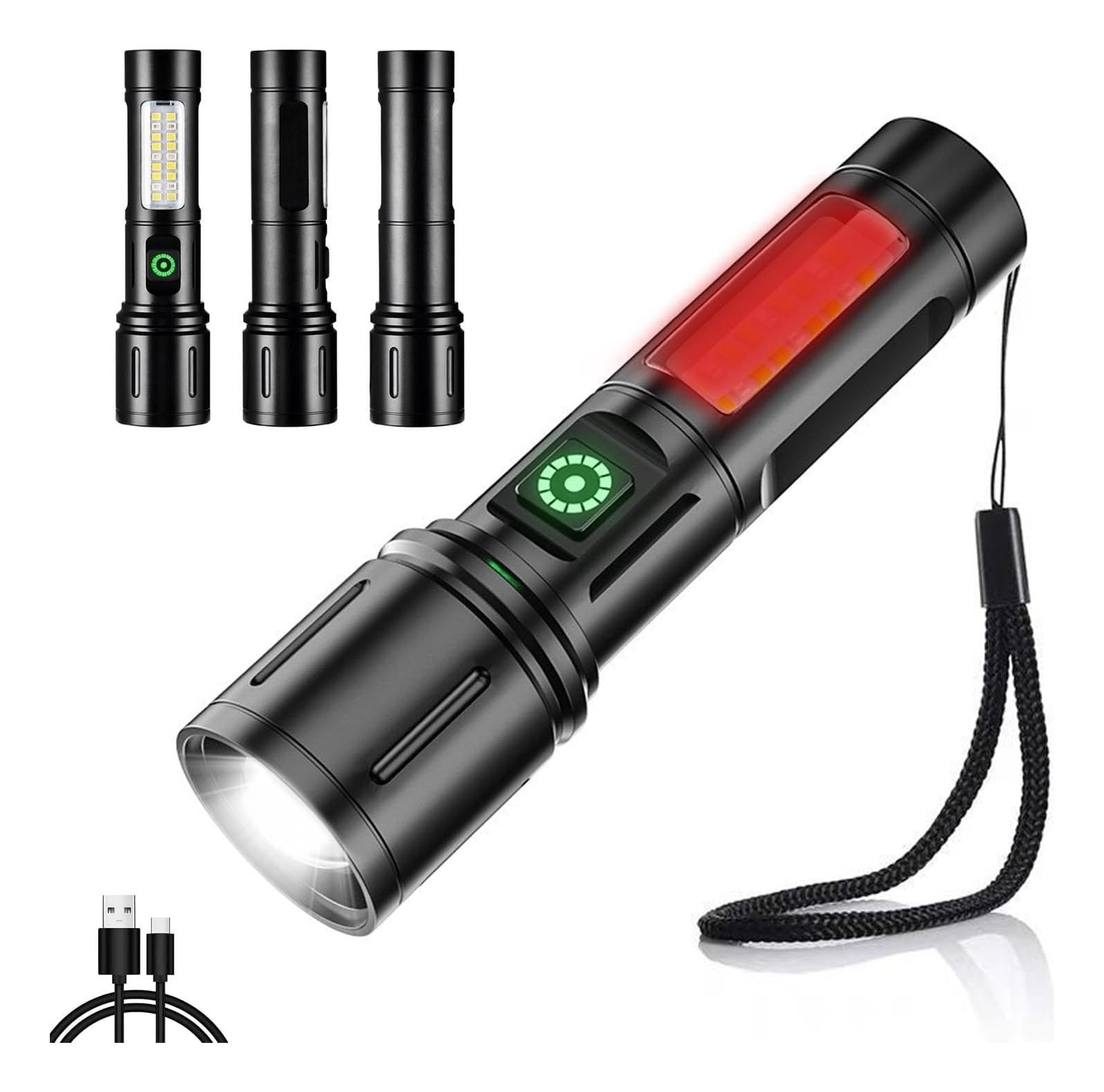 Linterna Táctica LED Profesional Multifuncional Impermeable Recargable Zoom Camping Noche Oscuridad