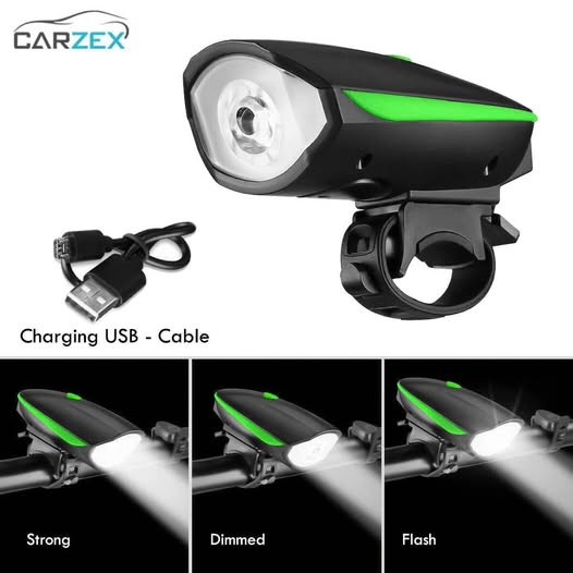 Foco/luz Led Recargable con bocina/pito bicicleta waterproof varios niveles ciclismo deporte noche