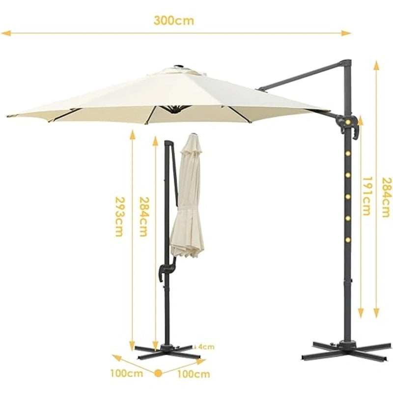 Sombrilla/Parasol 3x3m plegable Protección Uv  jardín patio sol playa terraza restaurant piscina