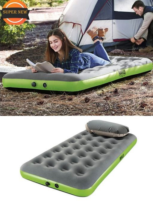 Colchón inflable 1.5 plazas con almohada e inflador camping senderismo aire libre aventura viaje