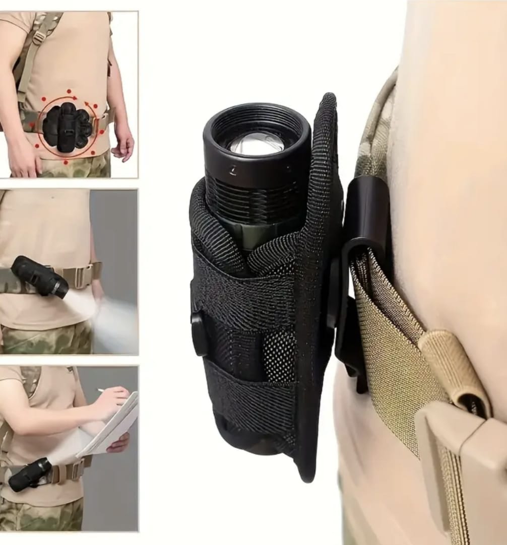 Porta Linterna Universal Táctica 360 Giratoria Nilón Seguridad Guardia Portatolete Portagas