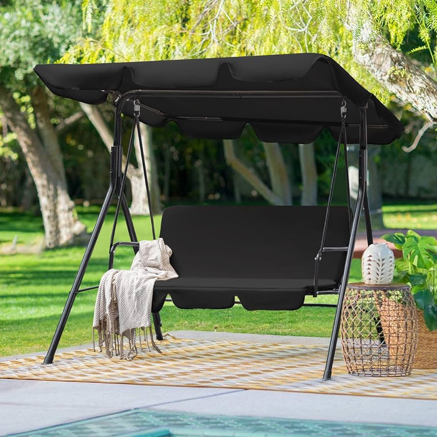 Banco Silla colgante columpio con sombrilla 3 puestos jardín aire libre patio exterior playa