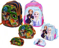 Mochila 3D  con luces + Lonchera + Estuchera estudio clases Dragonball/Frozzen/Batman