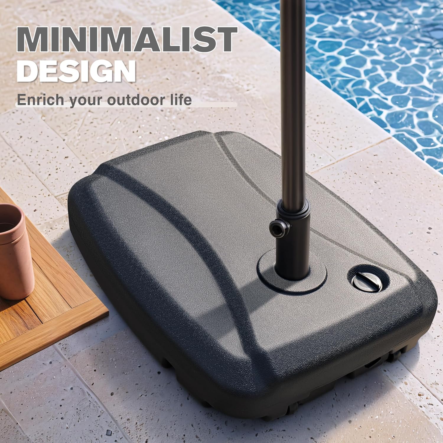 Base de Sombrilla Parasol Con Ruedas Capacidad 125 libras Agua Arena Patió Jardín Exterior Terraza