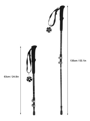 Bastón de Trekking Senderismo Regulable Caminata con Linterna Led Camping Montaña