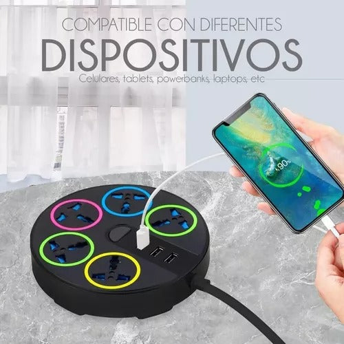 Extensión usb enchufe multifuncional 8 servicios europeo Celular tomacorriente oficina estudio