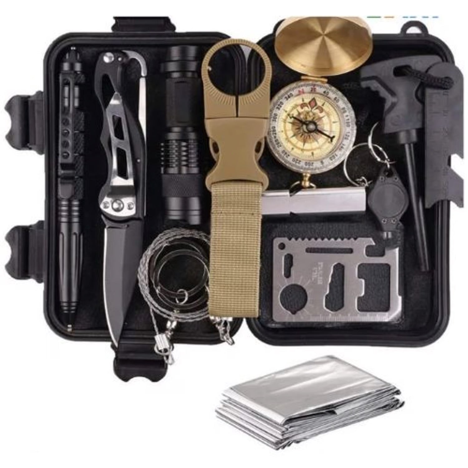 Kit de supervivencia camping 12 en 1 senderismo selva montaña viaje excursión militar