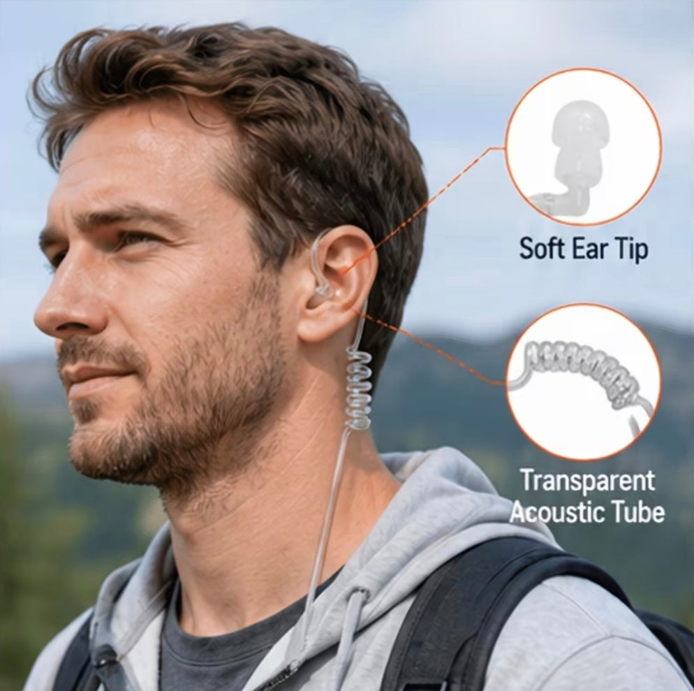 Audífonos para Radio Seguridad Transparente Portable Retractil Guardia Policía Militar Trabajo Music