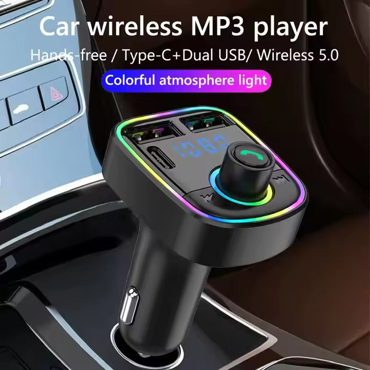 Reproductor de musica auto/carro con Bluetooth 5,0+manos libres+radio+micrófono+carga rápida+USB+C
