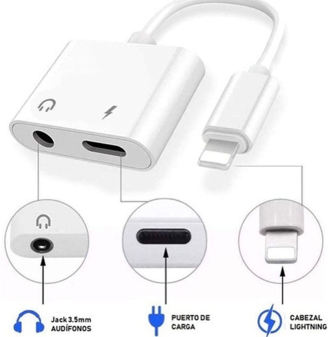 ADAPTADOR IPHONE PARA ENTRADA TIPO C Y PLUG AUXILIAR AUDIFONO CABLE TIPO C
