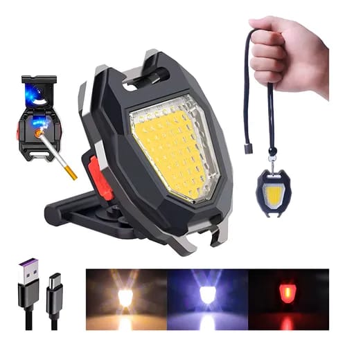Llavero táctico multifuncional recargable magnético plegable linterna+descorchador+encendedor