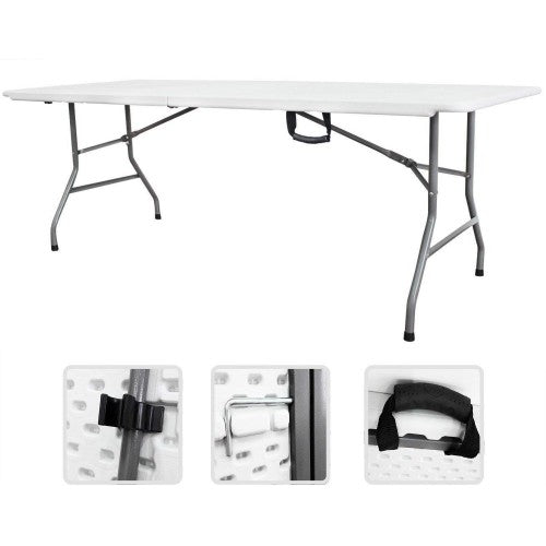 Mesa plegable 8 personas Jardín Comedor blanco Premiun Exterior Picnic Eventos