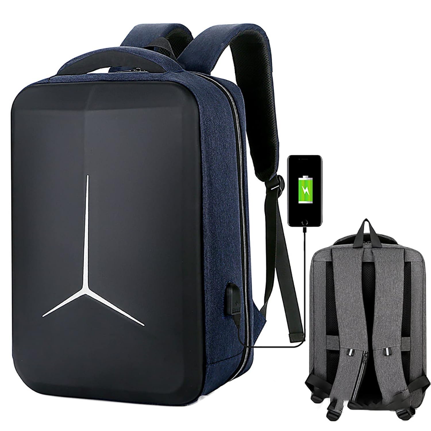 Mochila para laptop portátil de negocios para hombre, impermeable, con carga USB antirobo.