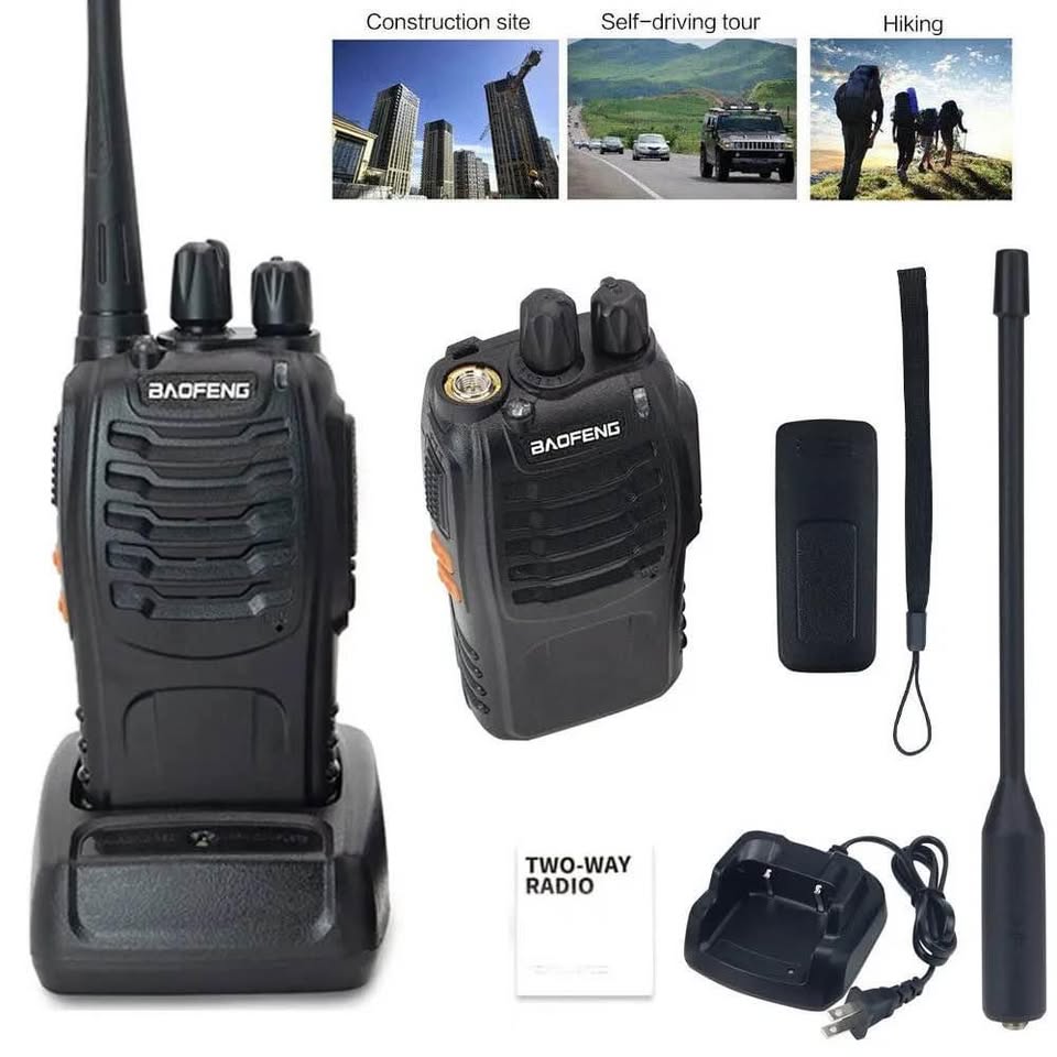 Kit Radio Transmisor x 2 Walkie Talkie con Audifonos Moto Camping Intercomunicador Guardia Segurid