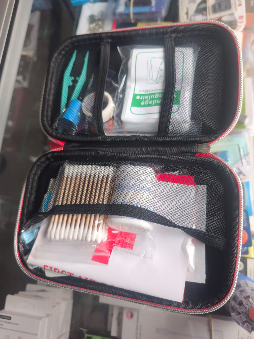 Estuche Botiquín Kit de Supervivencia 14pz. Primeros Aux. Camping Senderismo Pesca Militar Rescate