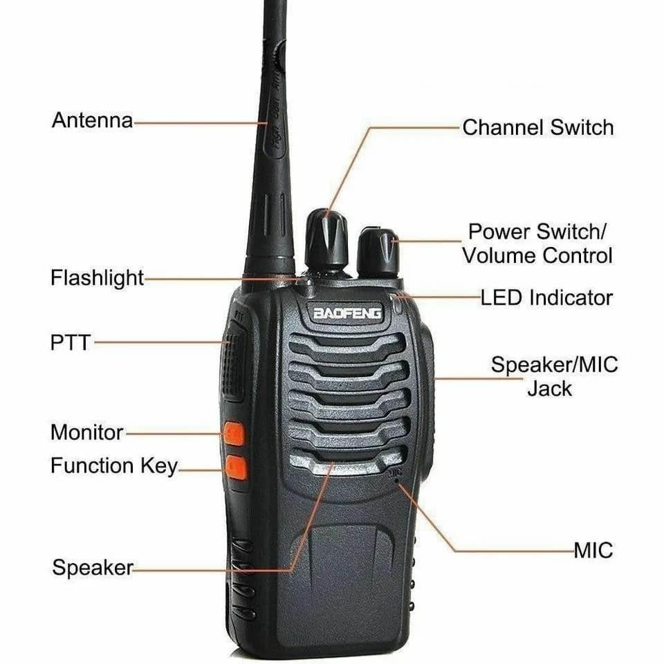 Kit Radio Transmisor x 2 Walkie Talkie con Audifonos Moto Camping Intercomunicador Guardia Segurid