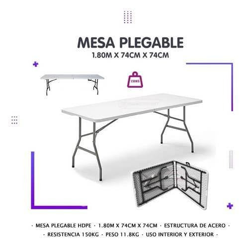 Mesa plegable 8 personas Jardín Comedor blanco Premiun Exterior Picnic Eventos