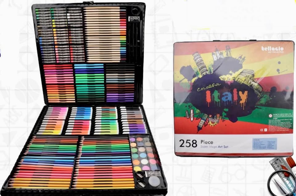 Kit Set pinturas arte 258 piezas escuela clases colegio niños jardin universad