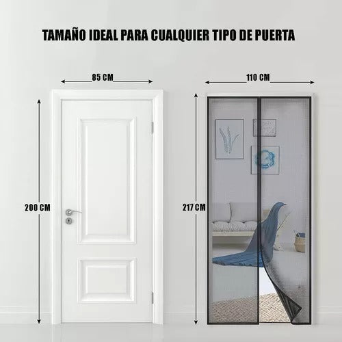 MALLA CORTINA DE PUERTA ANTIMOSQUITOS INSECTOS MAGNETICA PLEGABLE CON VELCRO AJUSTABLE MULTIUSO
