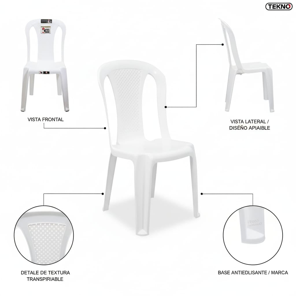 Silla Portugal Blanca PICA Polipropileno Blanco elegante eventos-comedor-sala-descanso-versatil
