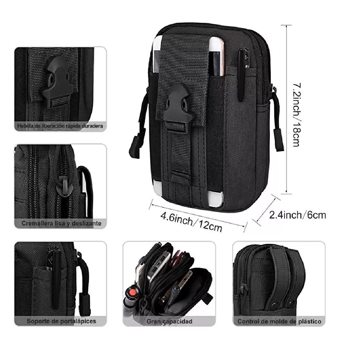 Estuchera táctica impermeable multifuncional seguridad trabajo guardia policia cinturon celular