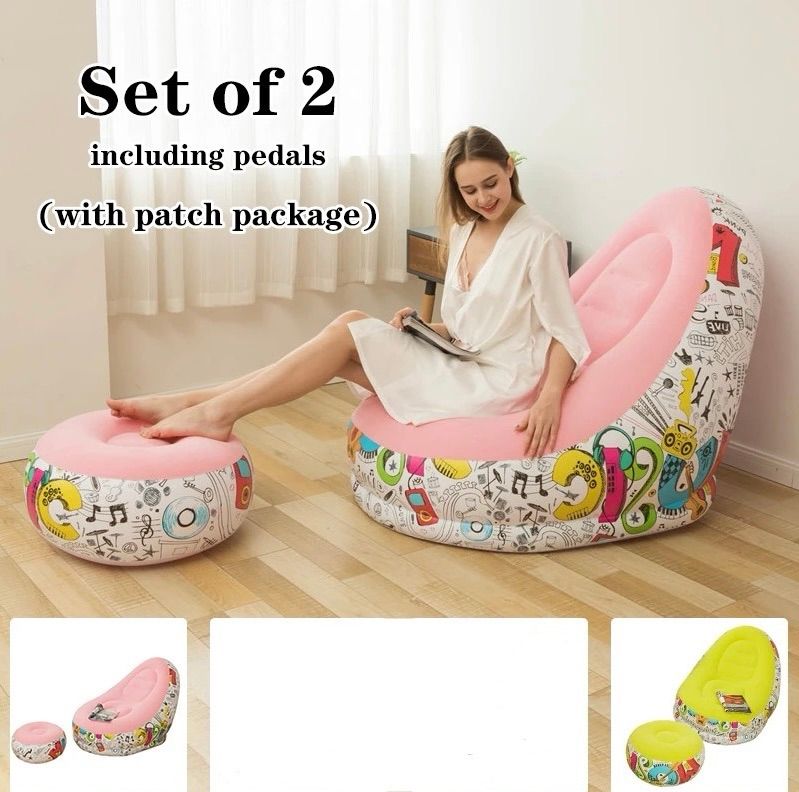 Sofá sillón inflable con banco descanso sala star dormitorio peluquería aire libre exterior interior